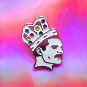 Freddie mercury pin queen band rockstar enamel